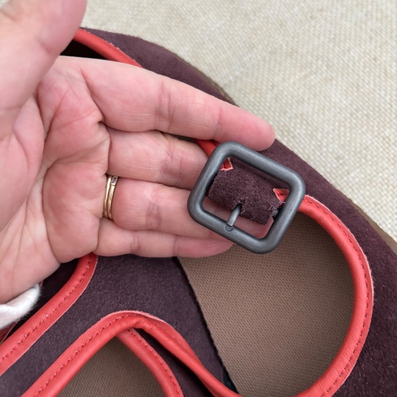 CAMPER Peu Terreno Pink Burgundy Suede Ballet Flats Mary Janes - Picture 5 of 10